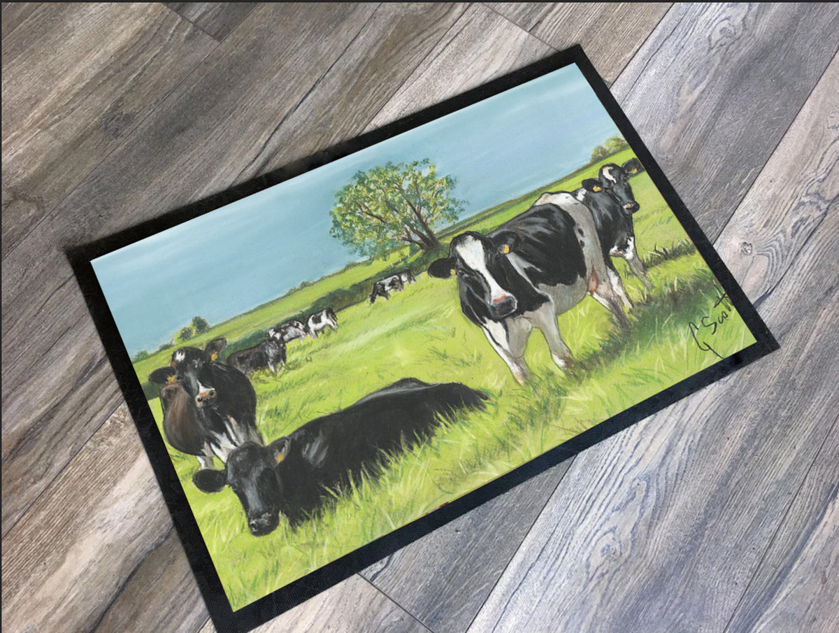 Friesian Cows Floor Mat Grace Scott Art