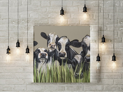 Friesian Cows Through Grass Limited Edition Canvas Print