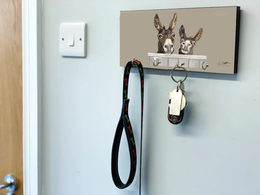 Donkeys Over Fence Key Holder