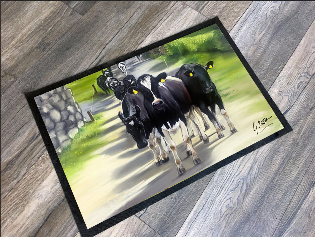 Herd of Friesian Cows Floor Mat