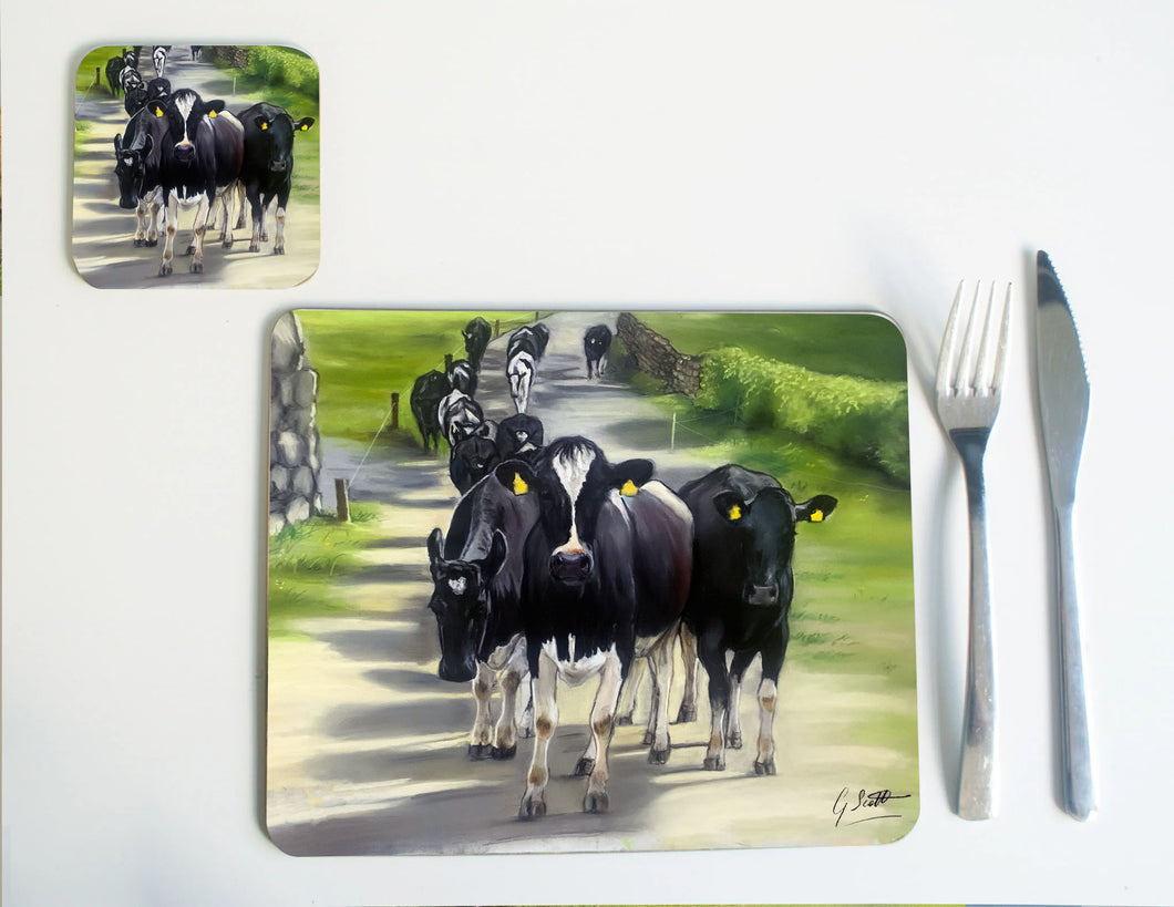 Friesian Cows In Lane Placemat
