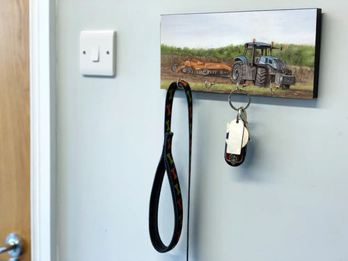 Blue Tractor Key Holder