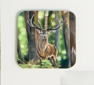 Stag In Forest Coaster