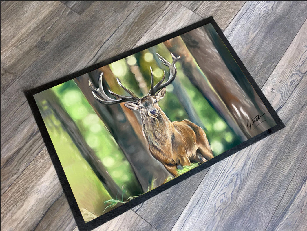 Stag In Forest Floor Mat