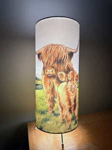 Highland Cow And Calf Table Lamp