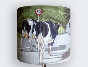 30MPH Friesian Cows Walking down Road Lampshade