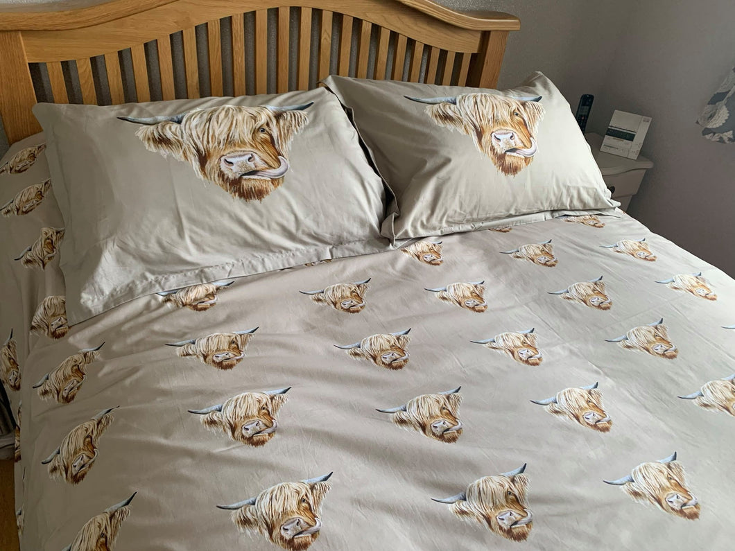 Cotton Highland Cow Duvet Cover & 2 Pillow Cases