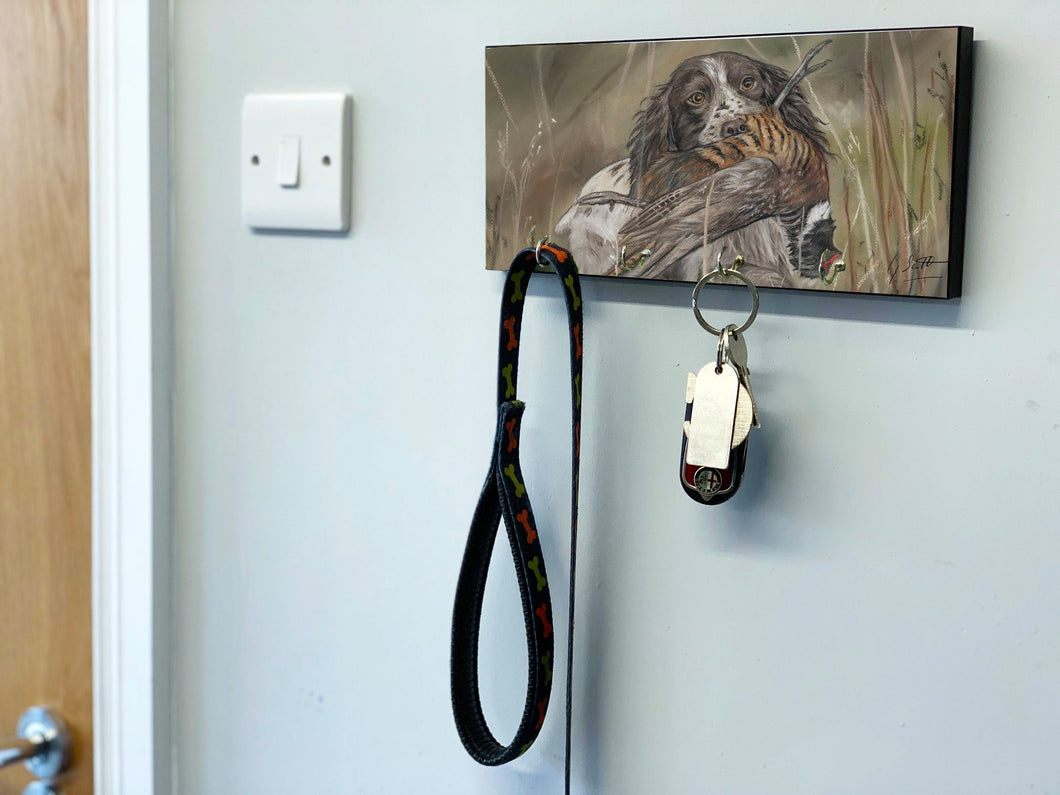 Spaniel With Pheasant Key Holder