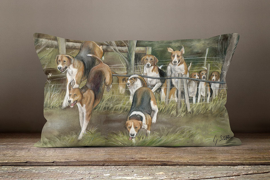 Hounds Hunting Oblong Cushion