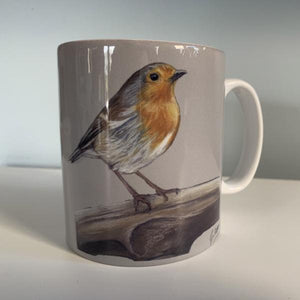 Robin On Spade Garden Birds Themed Mug