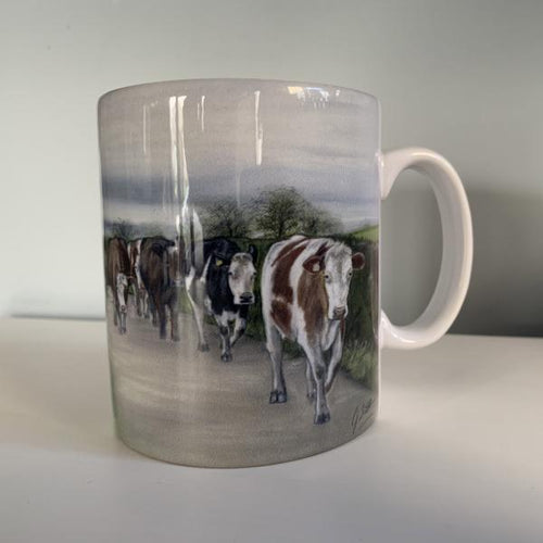 Herd Of Cows Walking Road Mug
