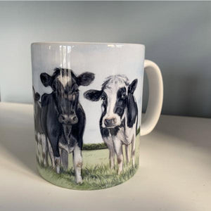 Herd Of Friesian Cows WIth Sky Background Farming Themed Mug