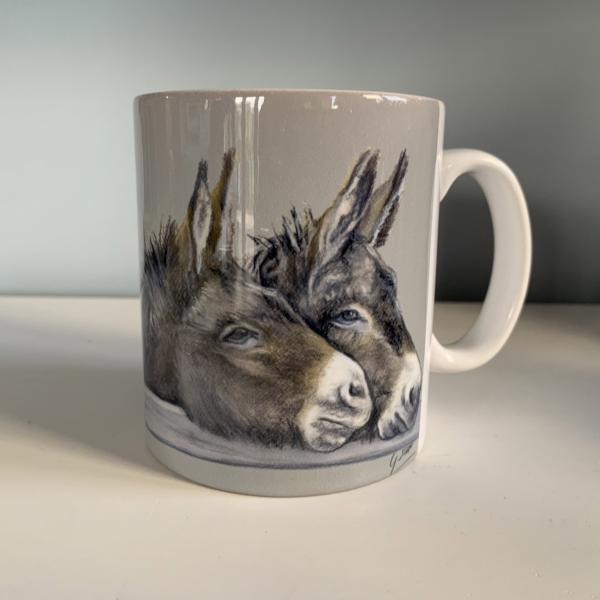 Two Donkeys Over Gate Mug