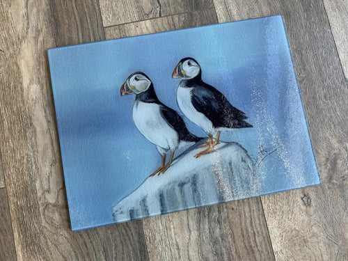 Puffin Birds Glass Worktop Saver