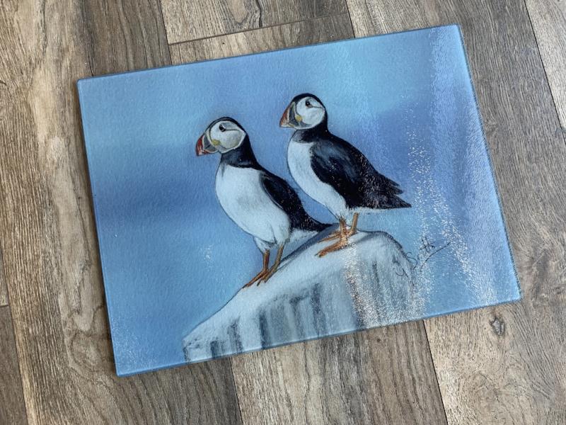 Puffin Birds Glass Worktop Saver