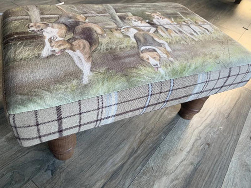 Hounds Hunting Themed Footstool