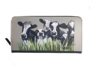 Friesian Cows Through Grass Zipped Purse