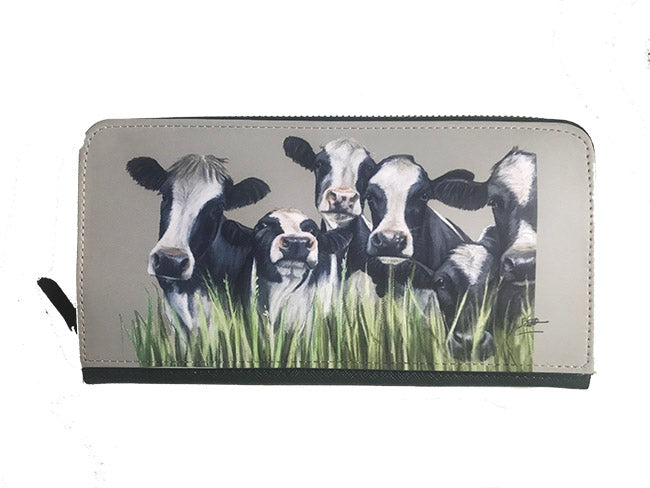 Friesian Cows Through Grass Zipped Purse