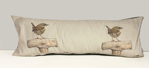 Wren On Spade Garden Birds Themed Lumbar Cushion