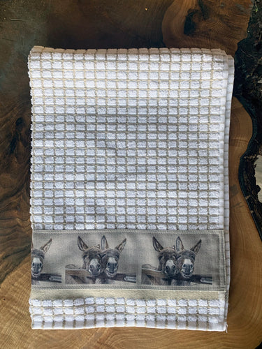 Donkeys Over Gate Tea Towel