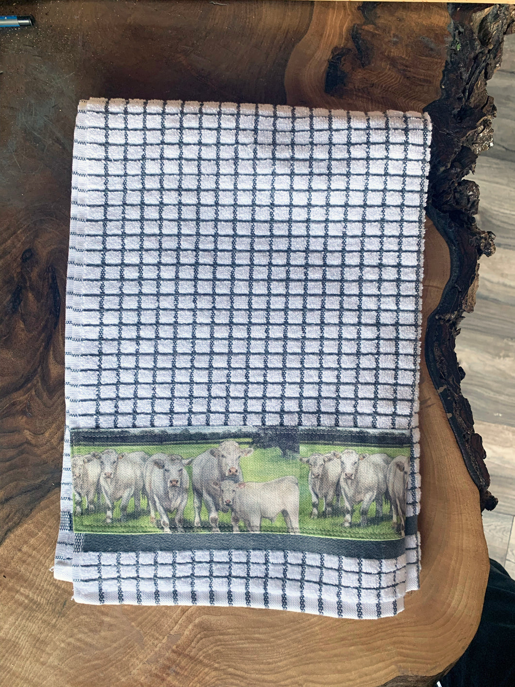 Charlois Cattle Farming Themed Tea Towel
