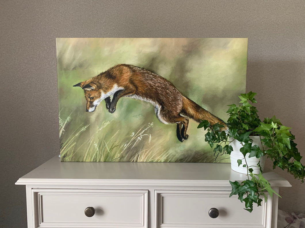 Leaping Fox Oblong Canvas Print