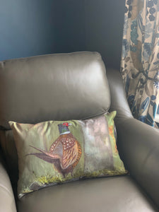 Pheasant On Wall Oblong Cushion