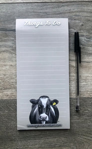 Cow with tag to do list notepad