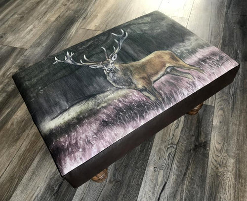 Stag Amongst Heather Footstool