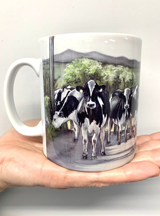 Friesian Cows Walking Road Mug