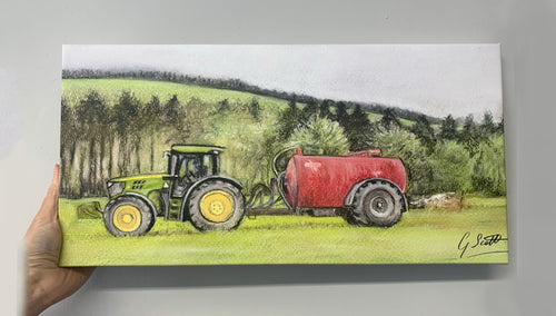 Tractor With Slurry Tanker Canvas Print