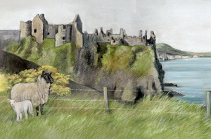 Dunclase castle original painting by artist Grace Scott