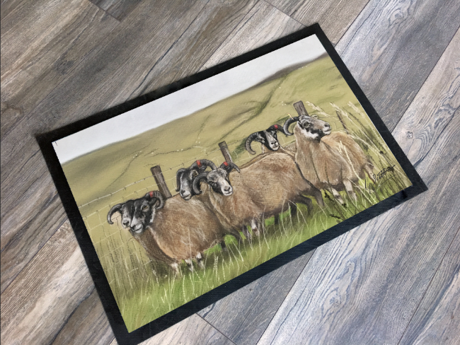flock of sheep mat farming scene grace scott art
