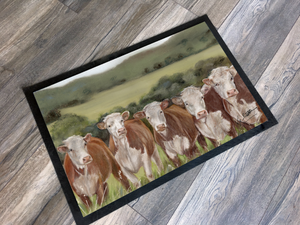 hereford cows cattle floor mat grace scott pastel art