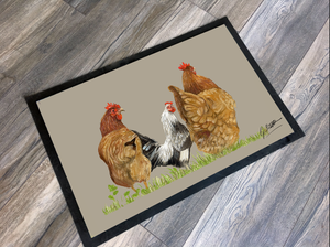 Trio Of Hens Farming Themed Mat