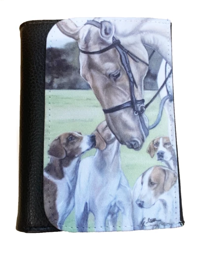 Horse and hounds mens wallet gift hunting countrysports themed grace scott pastel artist painting