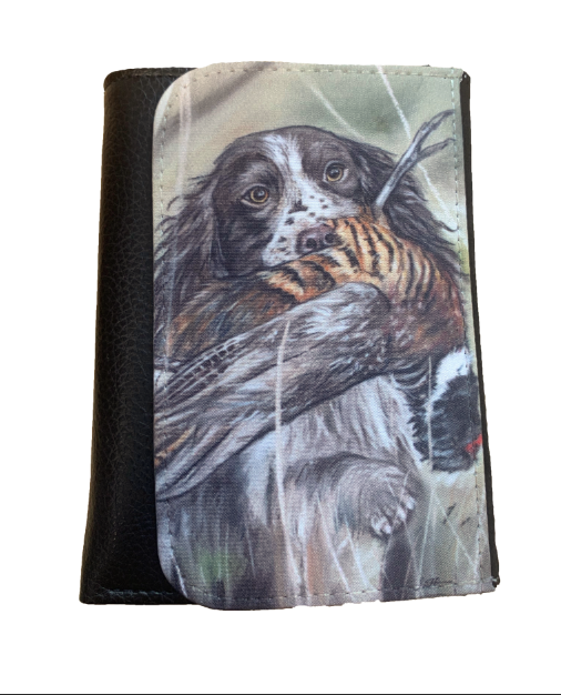 spaniel with pheasant wallet countrysports themed grace scott