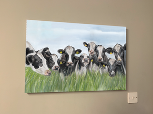 Herd Of Friesian Cows Oblong Canvas Print
