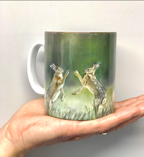 Boxing Hares Hunting Themed Mug