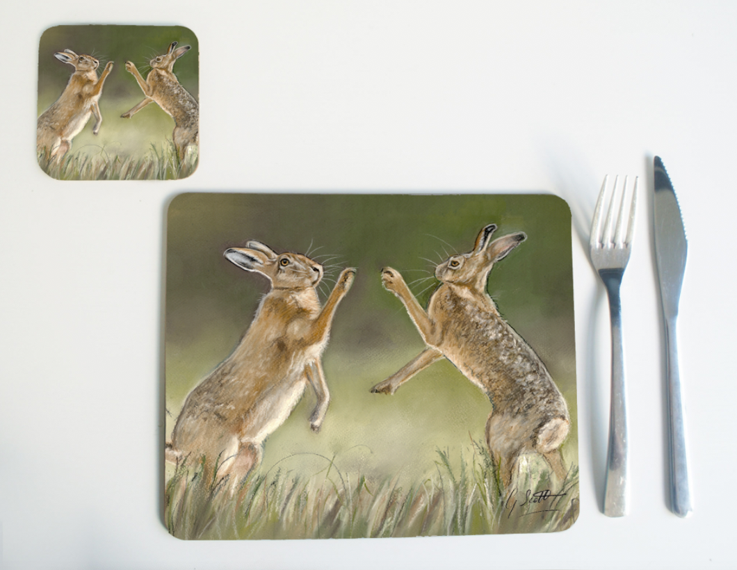 Boxing Hares Placemat