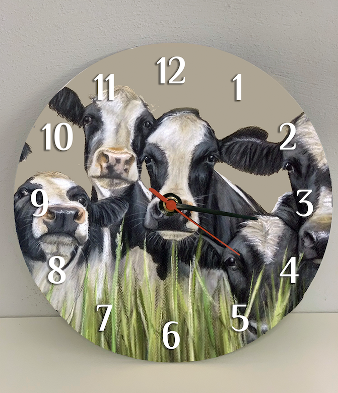 Friesian Cows Through Grass Clock