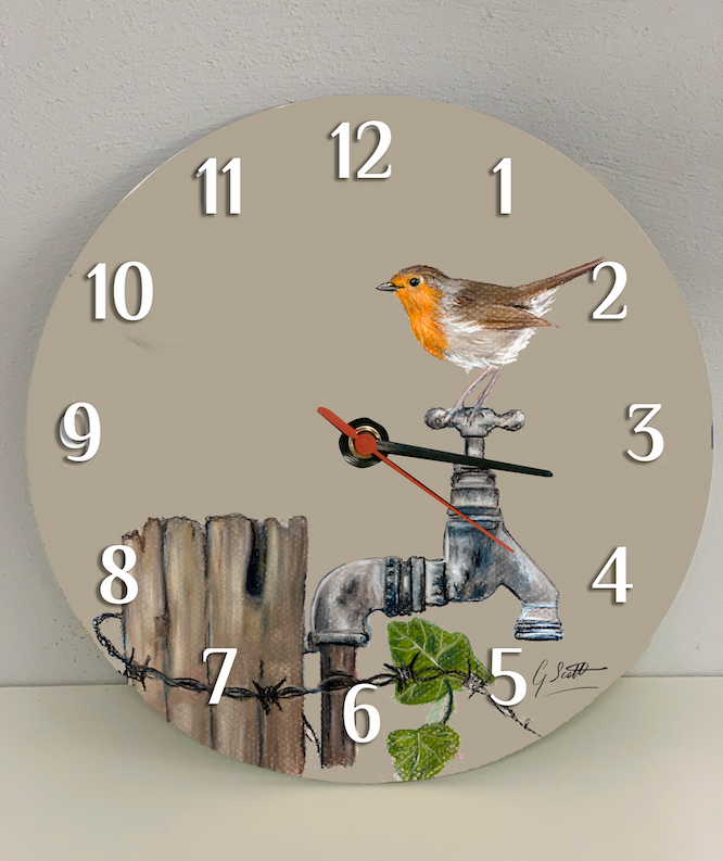 Robin Garden Bird Themed Clock