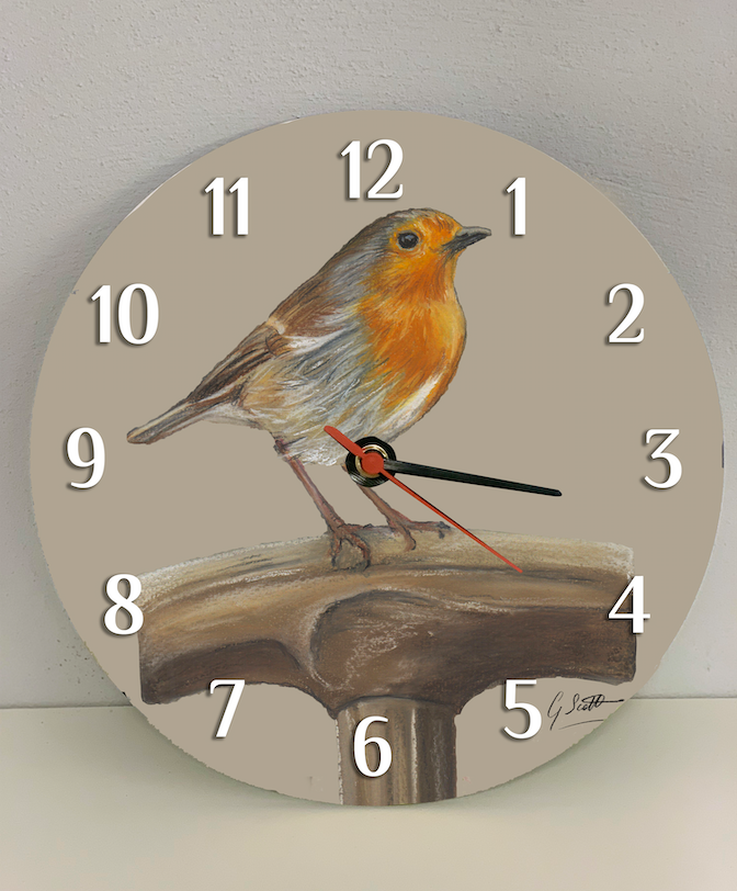 Robin On Spade Clock