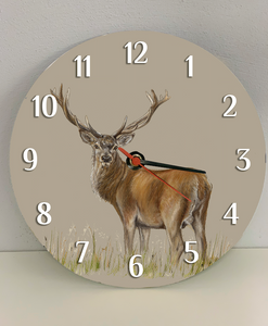 Stag Through Grass Clock