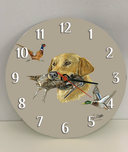 Golden Labrador Hunting Themed Clock
