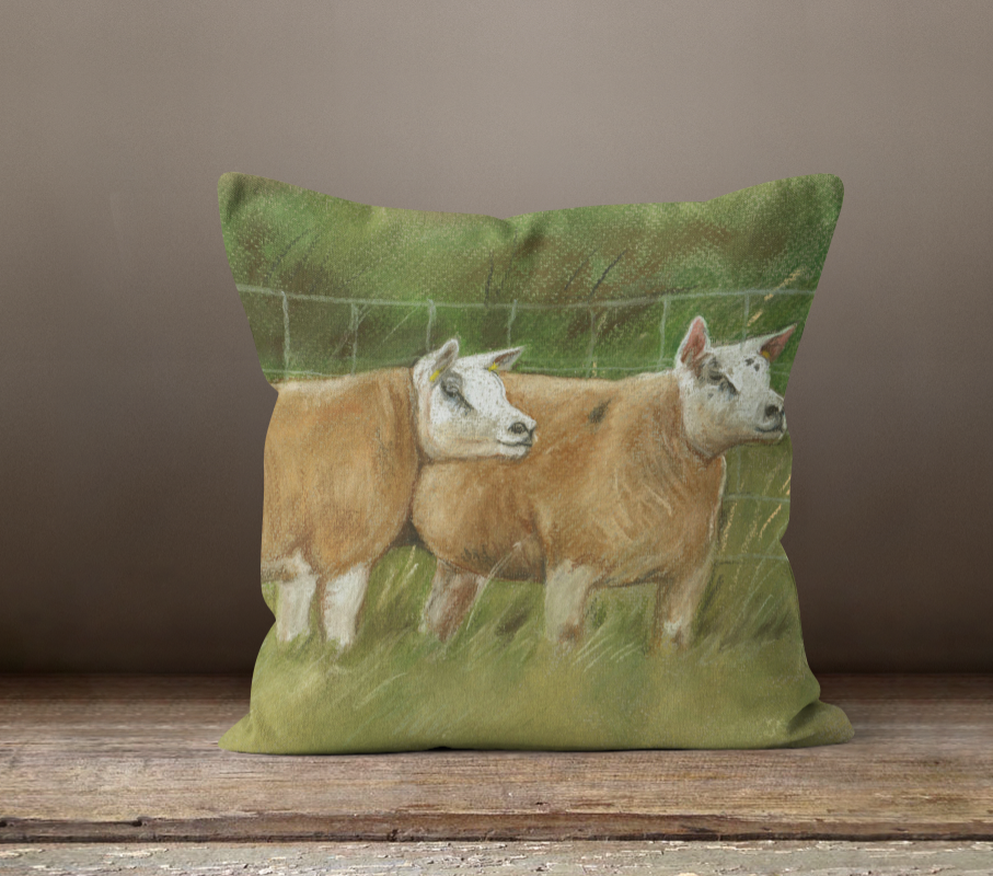 Two Sheep Square Cushion