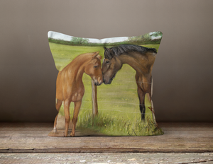 Horse and Foal Square Cushion