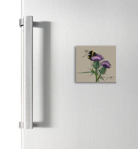 Bee On Thistle Garden Birds Square Magnet
