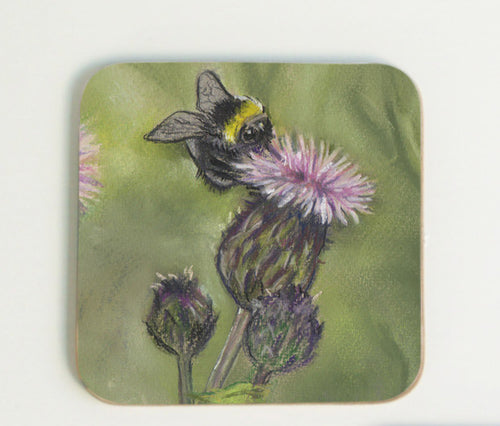 Bee on Thistle Coaster