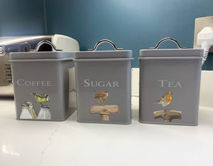 Set Of Three - Coffee, Tea and Sugar Jar - Birds